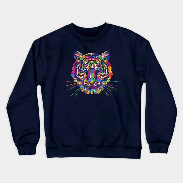 Tiger Face Crewneck Sweatshirt by Mako Design 